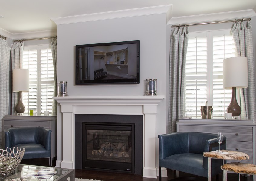 living room Fort Myers faux wood shutters